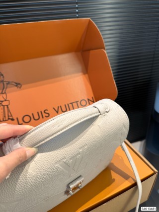Louis Vuitton Cream Embossed Leather Messenger Bag view 8