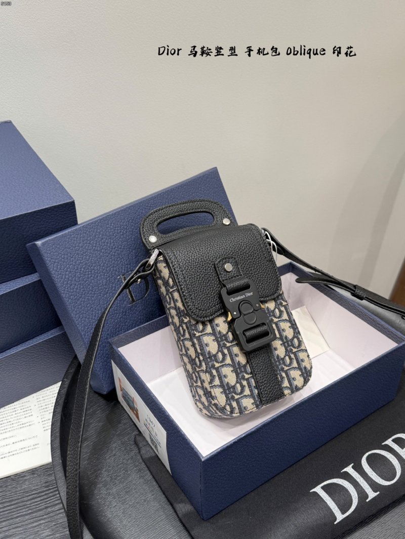 Dior Saddle Oblique Phone Bag Black