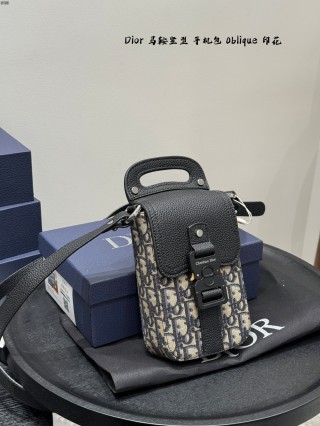 Dior Saddle Oblique Phone Bag Black view 6