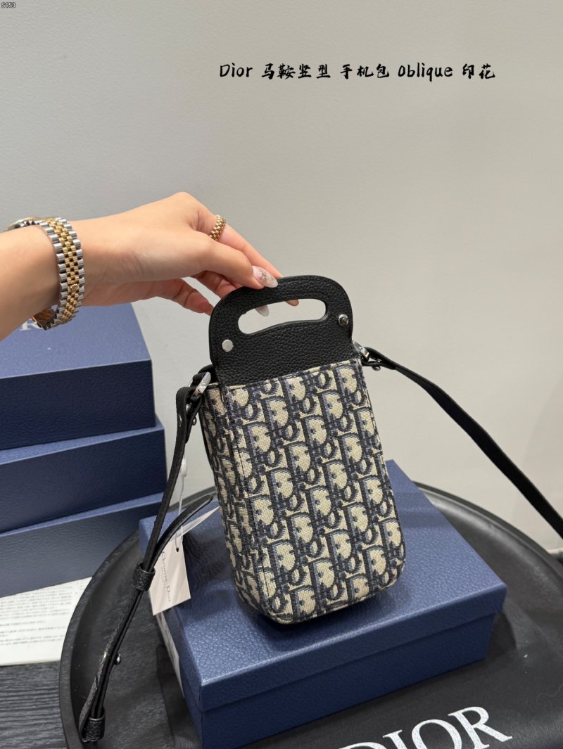 Dior Saddle Oblique Phone Bag Black view