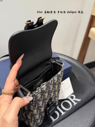 Dior Saddle Oblique Phone Bag Black view 9