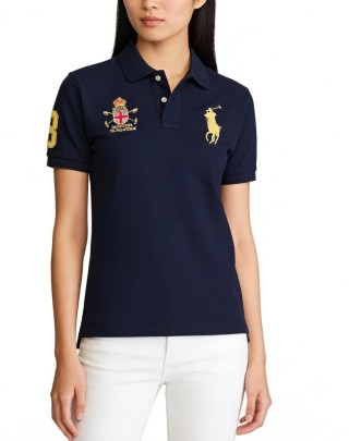 Polo Ralph Lauren Navy Gold Pony Embroidered Polo Shirt view 2