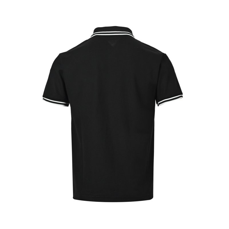 Stone Island Black Polo Shirt with Striped Collar view