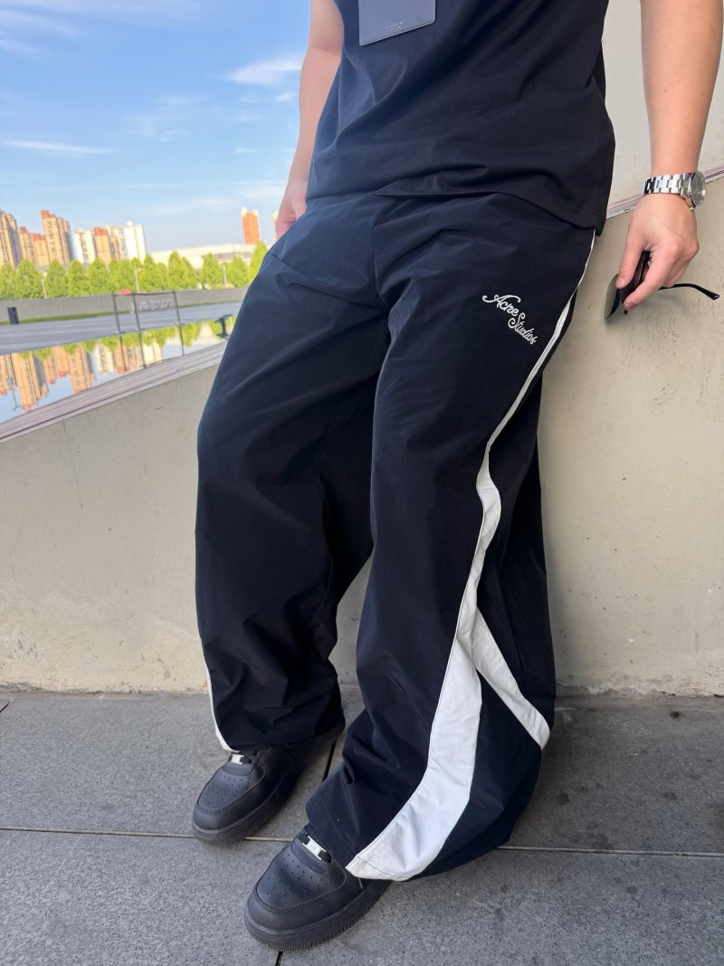 Black Track Pants with White Side Stripe