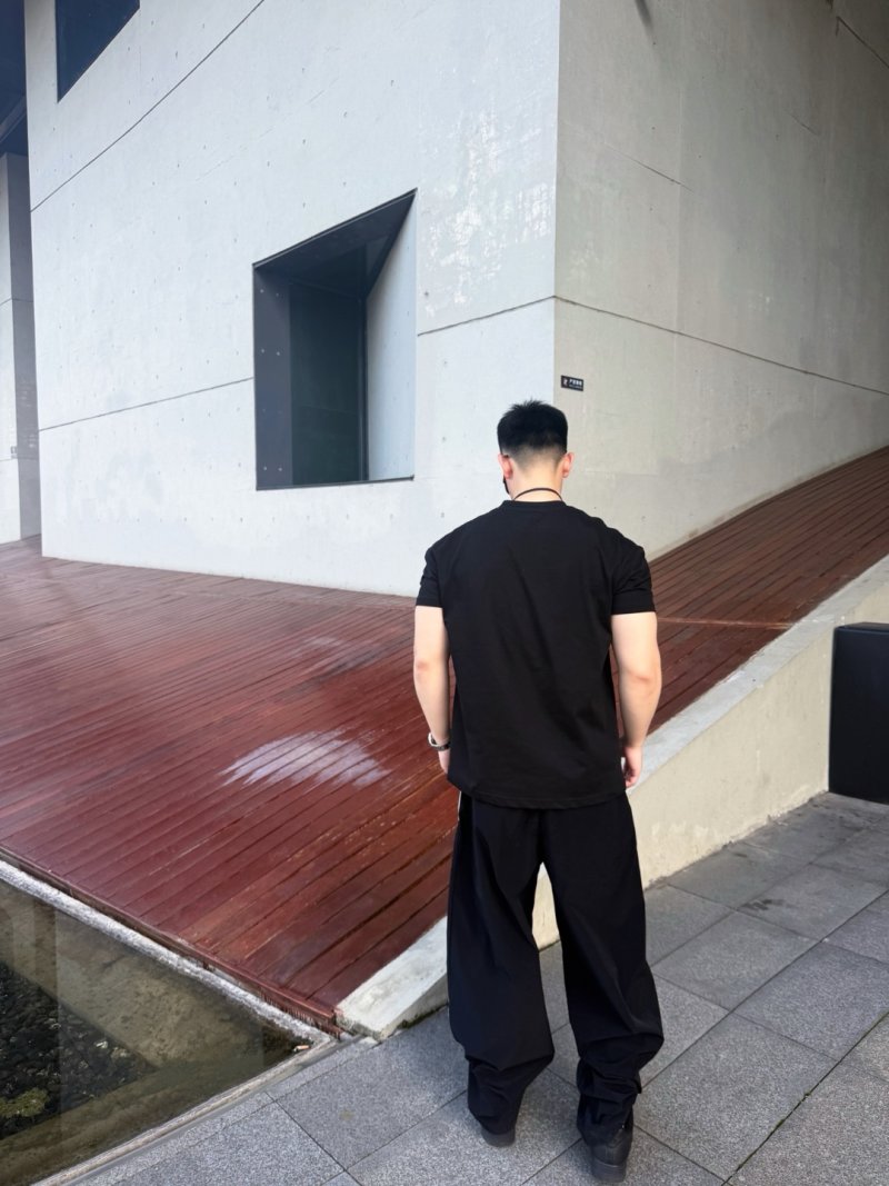Black Track Pants with White Side Stripe view