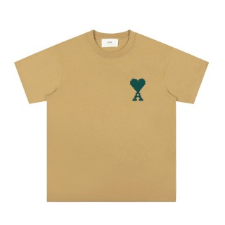 Ami Classic Heart Embroidery T-Shirt Beige view 1