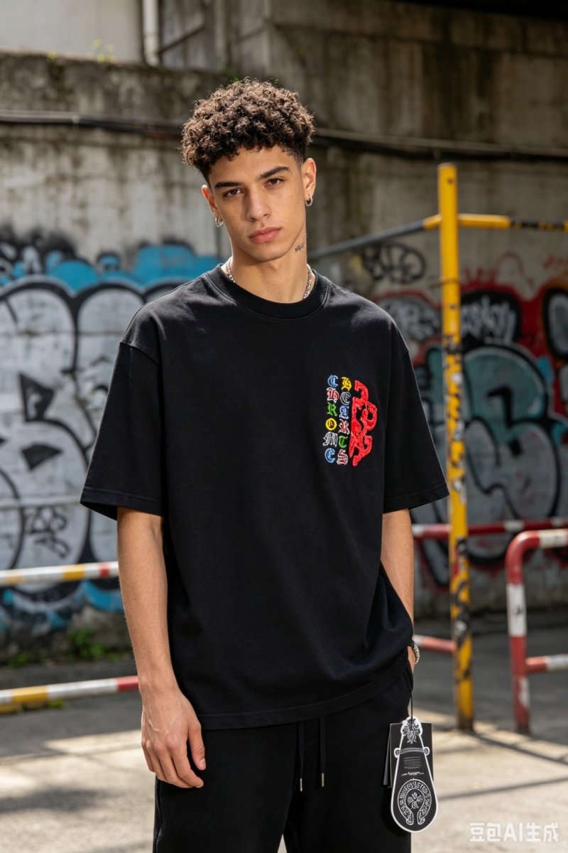 Chrome Hearts Black Multicolor Logo T-Shirt