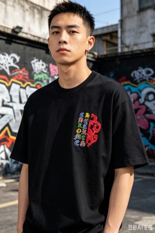 Chrome Hearts Black Multicolor Logo T-Shirt view 3