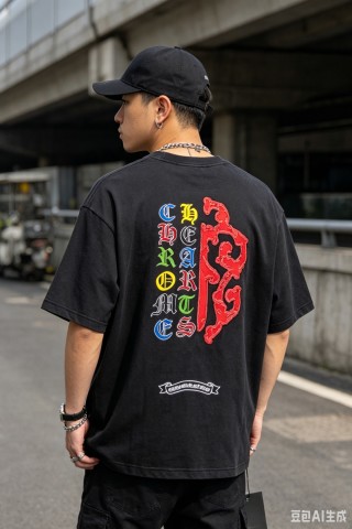 Chrome Hearts Black Multicolor Logo T-Shirt view 4