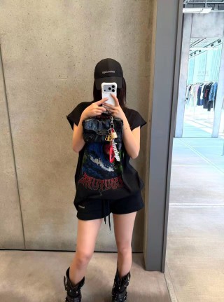 Black Graphic Band T-Shirt with Colorful Artwork view 2