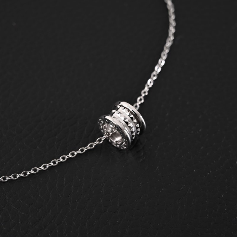 Bvlgari Studded Pendant Silver Necklace view