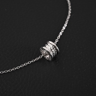 Bvlgari Studded Pendant Silver Necklace view 2