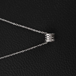 Bvlgari Studded Pendant Silver Necklace view 3
