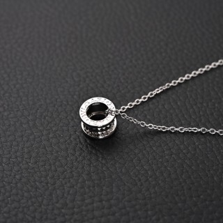 Bvlgari Studded Pendant Silver Necklace view 5