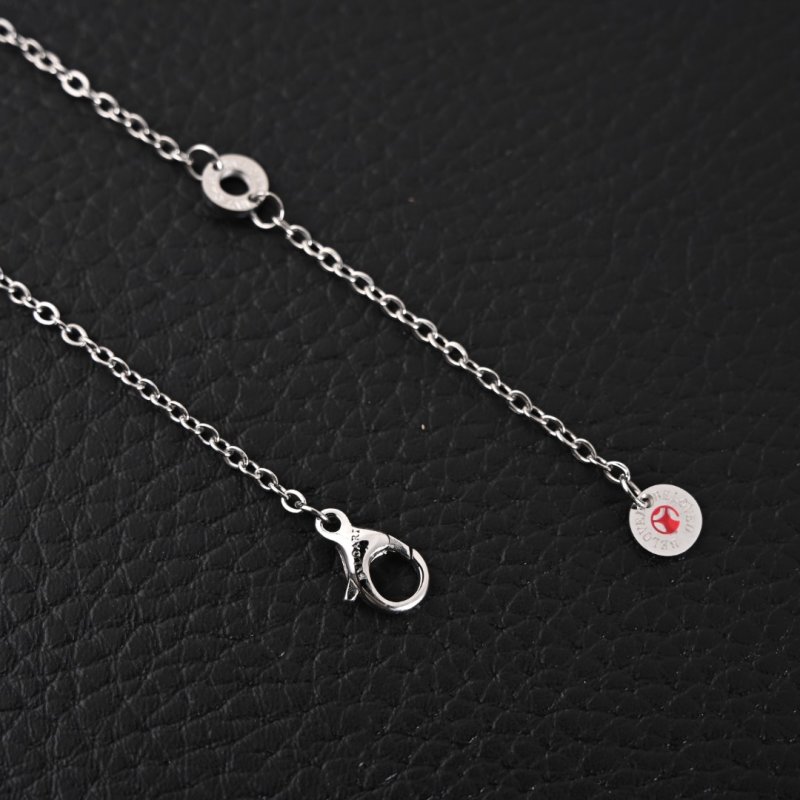 Bvlgari Studded Pendant Silver Necklace view