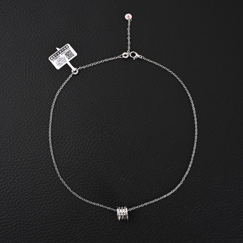 Bvlgari Studded Pendant Silver Necklace view