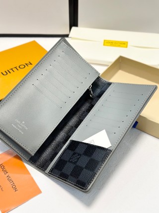 Louis Vuitton Damier Graphite Long Wallet Black Grey view 6