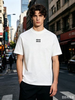 Miu Miu Logo White T-Shirt view 2