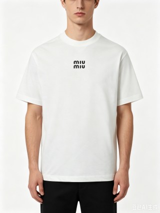 Miu Miu Logo White T-Shirt view 4
