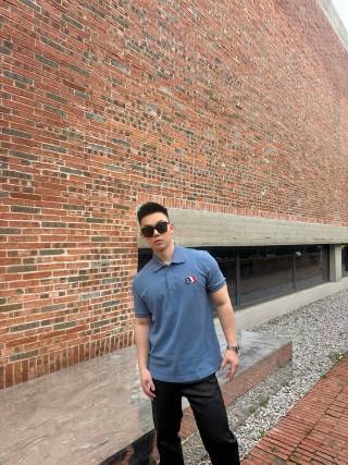Moncler Blue Short-Sleeve Polo Shirt