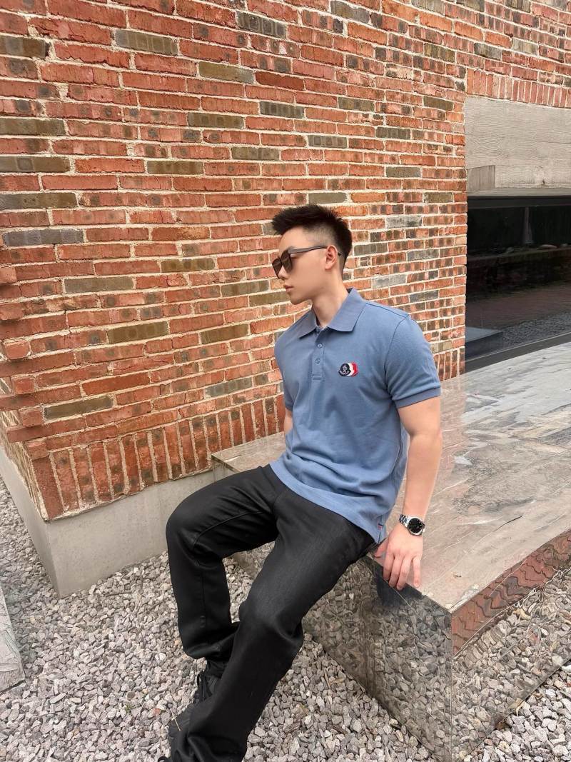 Moncler Blue Short-Sleeve Polo Shirt view