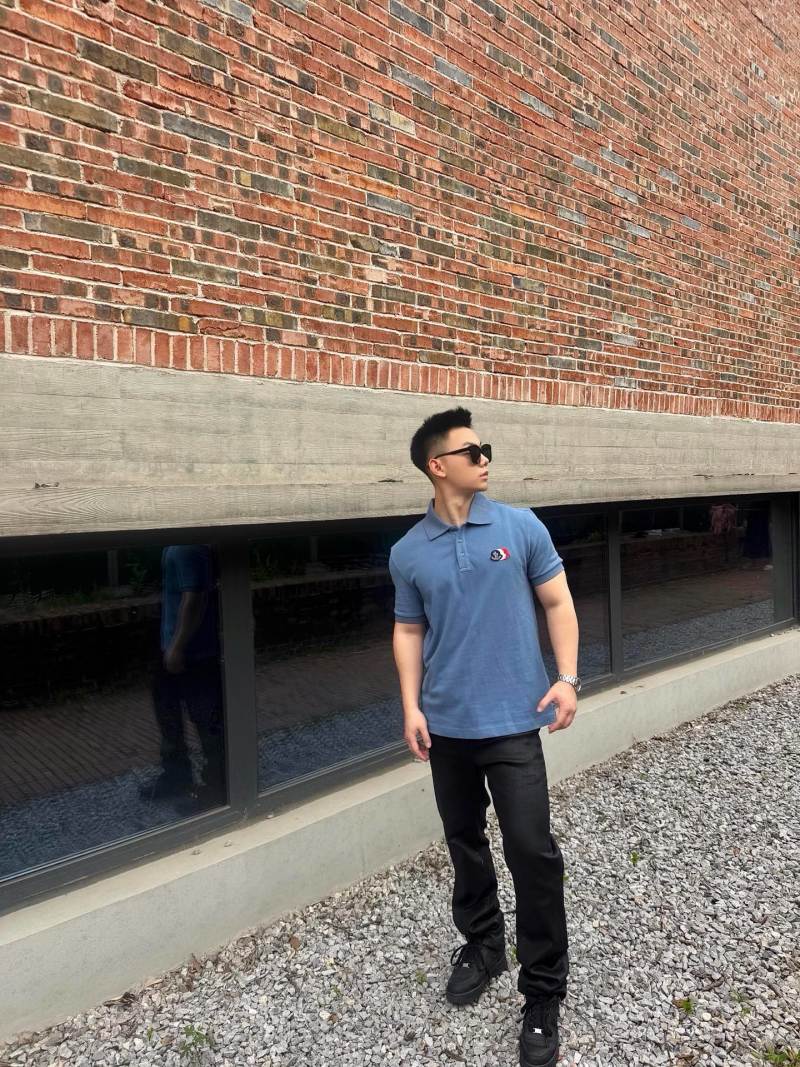 Moncler Blue Short-Sleeve Polo Shirt view
