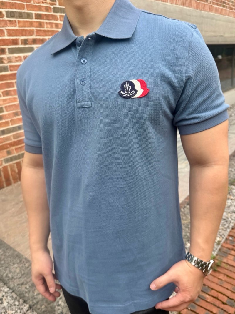 Moncler Blue Short-Sleeve Polo Shirt view