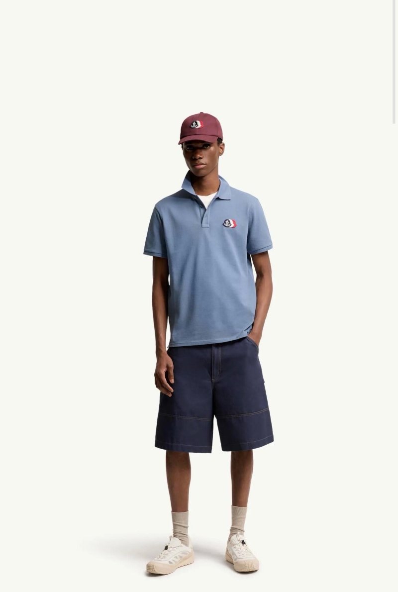 Moncler Blue Short-Sleeve Polo Shirt view