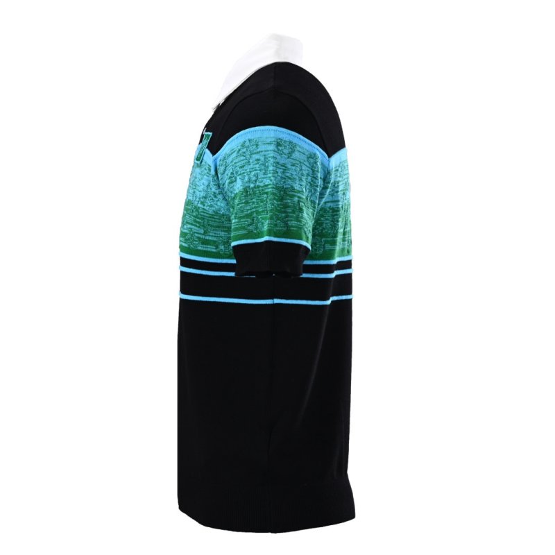 Louis Vuitton Colour-Block Polo T-Shirt Black Turquoise view