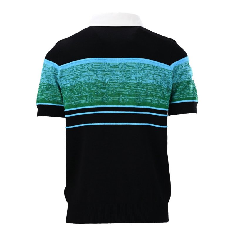 Louis Vuitton Colour-Block Polo T-Shirt Black Turquoise view