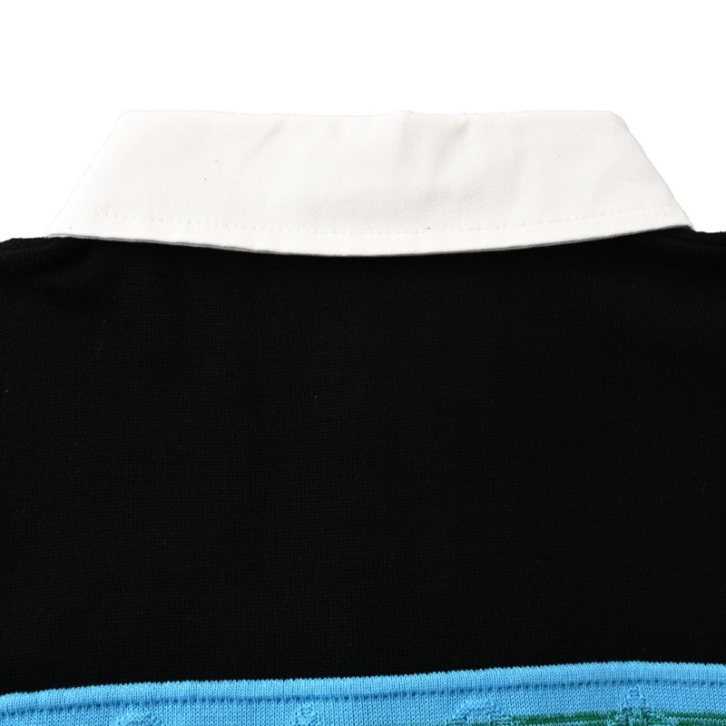 Louis Vuitton Colour-Block Polo T-Shirt Black Turquoise view