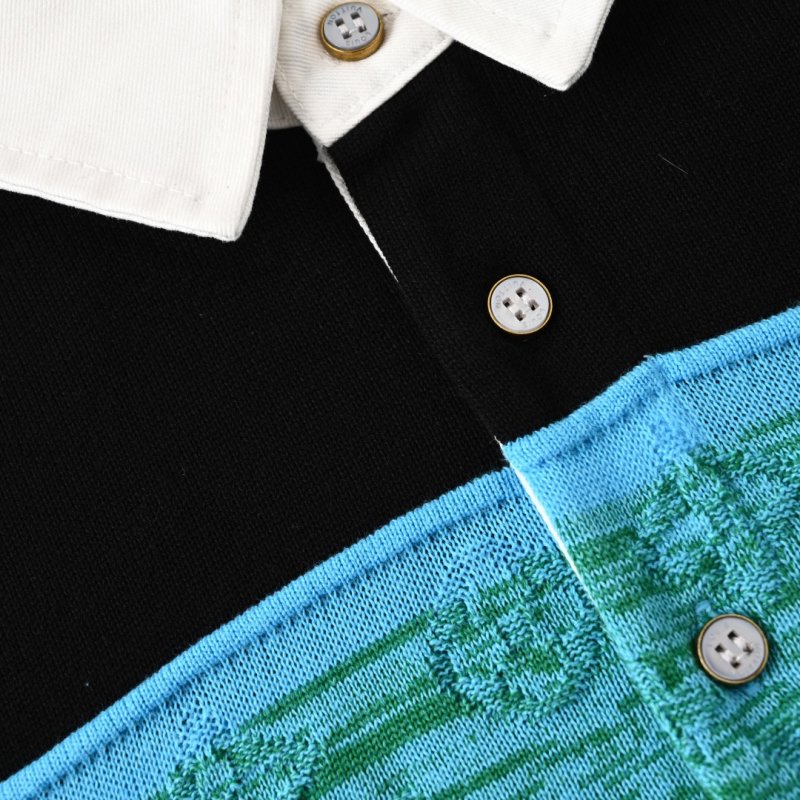 Louis Vuitton Colour-Block Polo T-Shirt Black Turquoise view