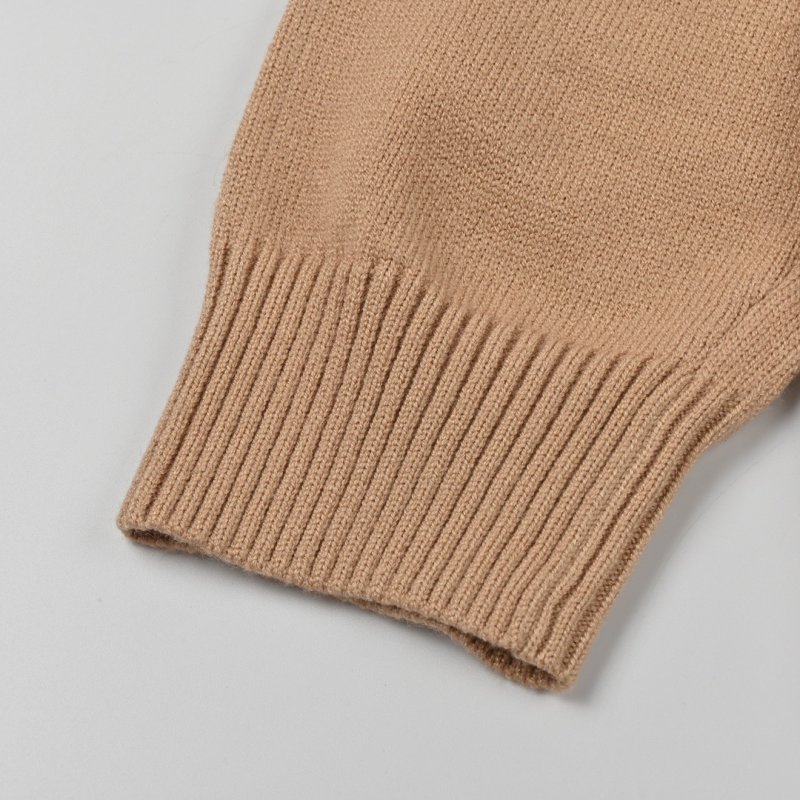 Miu Miu Camel Button-Front Cardigan with Ribbed Trim view