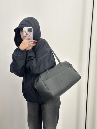 Black Nylon Puffer Jacket with Hood view 3