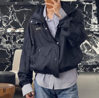 Black Nylon Puffer Jacket with Hood view 6