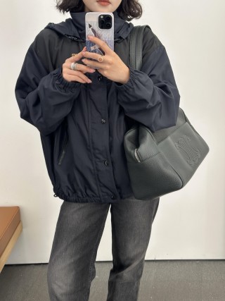 Black Nylon Puffer Jacket with Hood view 7