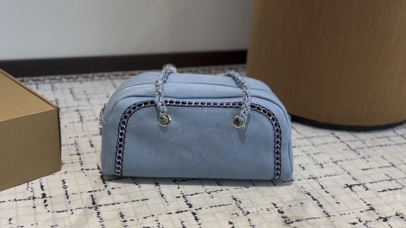 Chanel Camera Bag Light Blue Caviar Leather