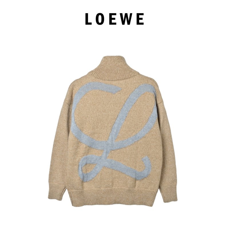 Camel & Cream Turtleneck Sweater with Abstract Back Print view