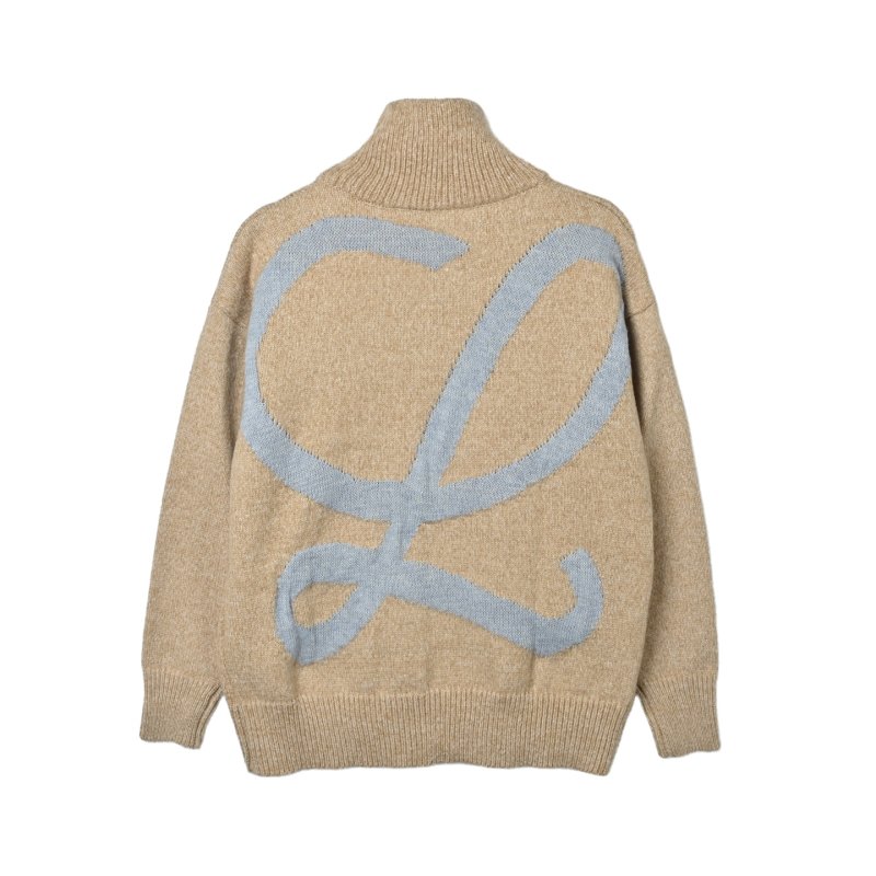 Camel & Cream Turtleneck Sweater with Abstract Back Print view