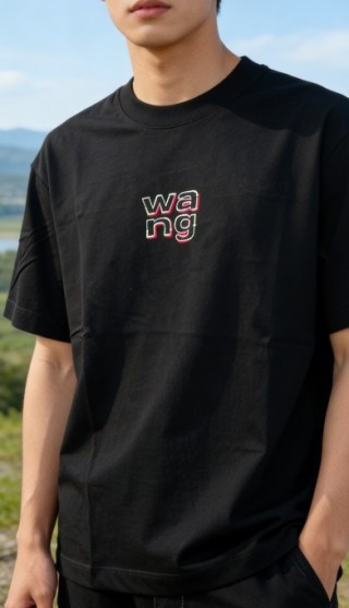Black Crew Neck T-Shirt with Embroidered Logo