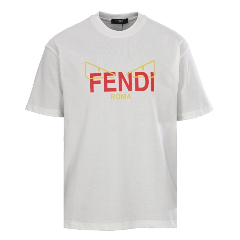 Fendi Roma White T-Shirt with Yellow & Red Logo view