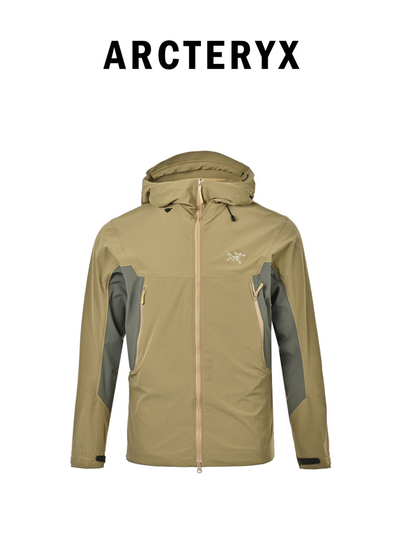 Arc'teryx Beige & Charcoal Hooded Softshell Jacket view