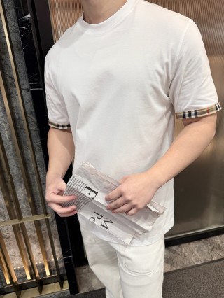 Burberry Check Cuff White T-Shirt