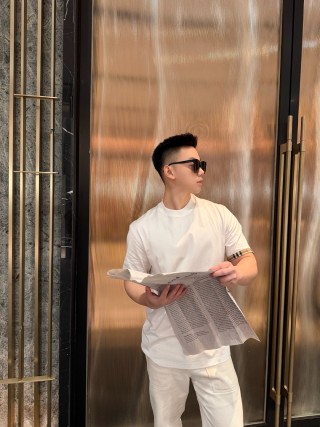 Burberry Check Cuff White T-Shirt view 3