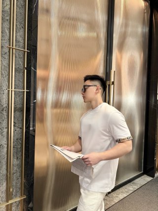 Burberry Check Cuff White T-Shirt view 5