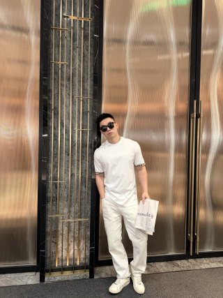 Burberry Check Cuff White T-Shirt view 6