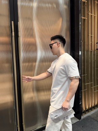 Burberry Check Cuff White T-Shirt view 8
