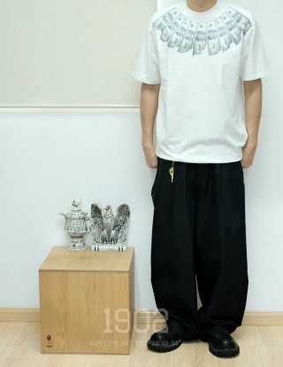 White T-Shirt with Money Wing Chest Graphic Print view 2