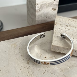 Gucci x Adidas Trefoil Double G Silver Cuff Bracelet view 4