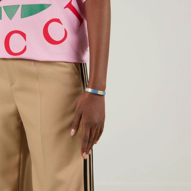 Gucci x Adidas Trefoil Double G Silver Cuff Bracelet view